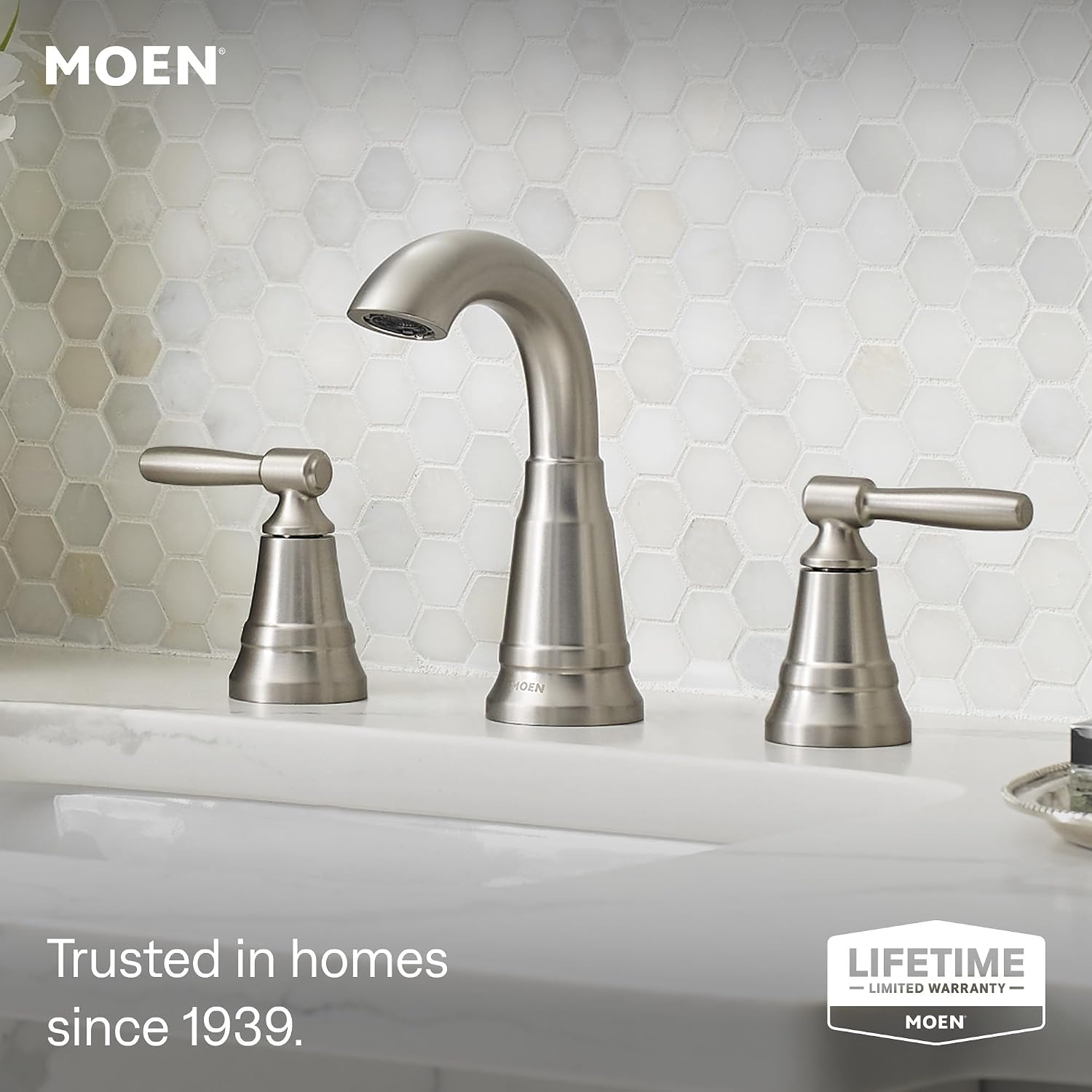 Moen 84972SRN Halle Spot Resist Brushed Nickel Widespread Faucet Spot Resist Nickel