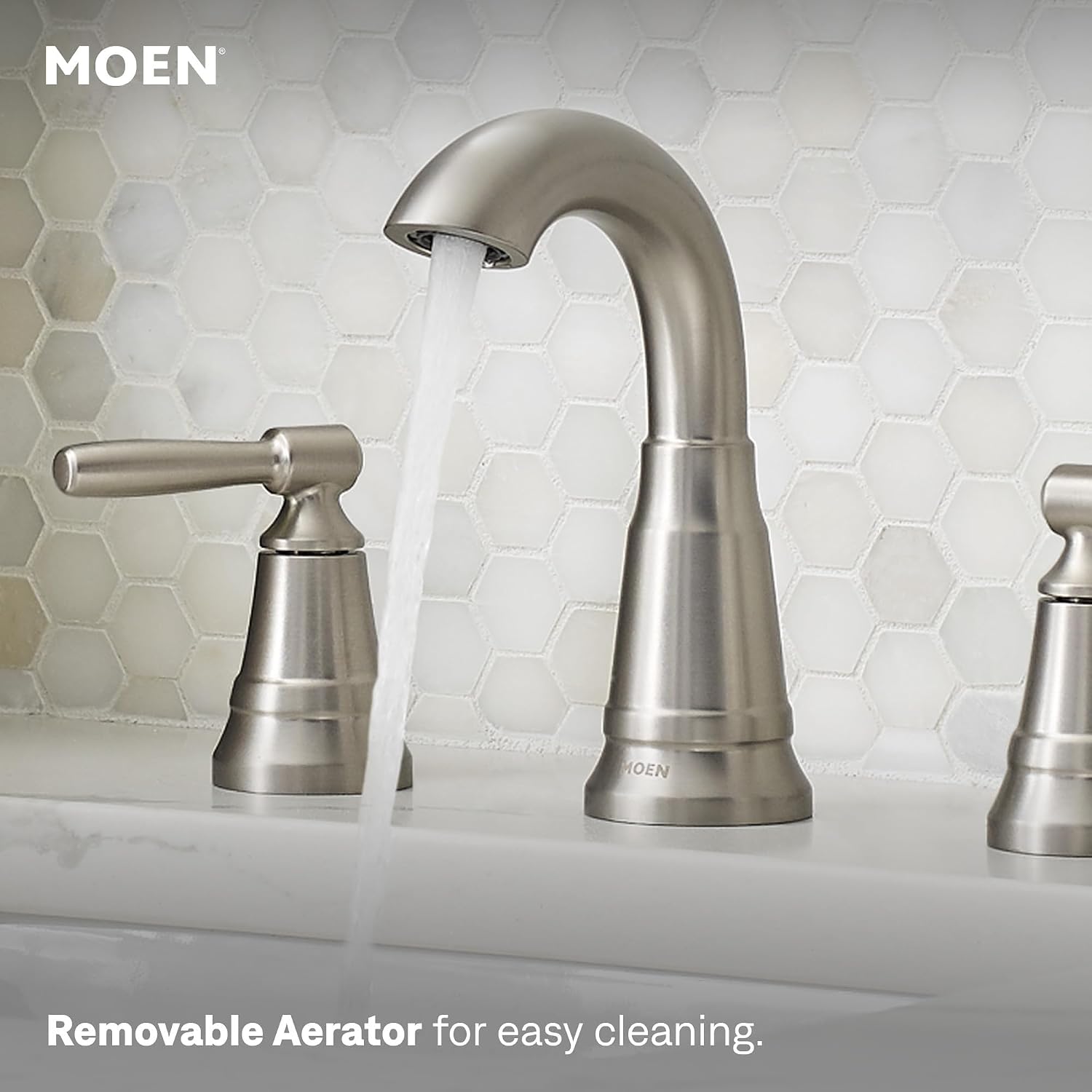 Moen 84972SRN Halle Spot Resist Brushed Nickel Widespread Faucet Spot Resist Nickel
