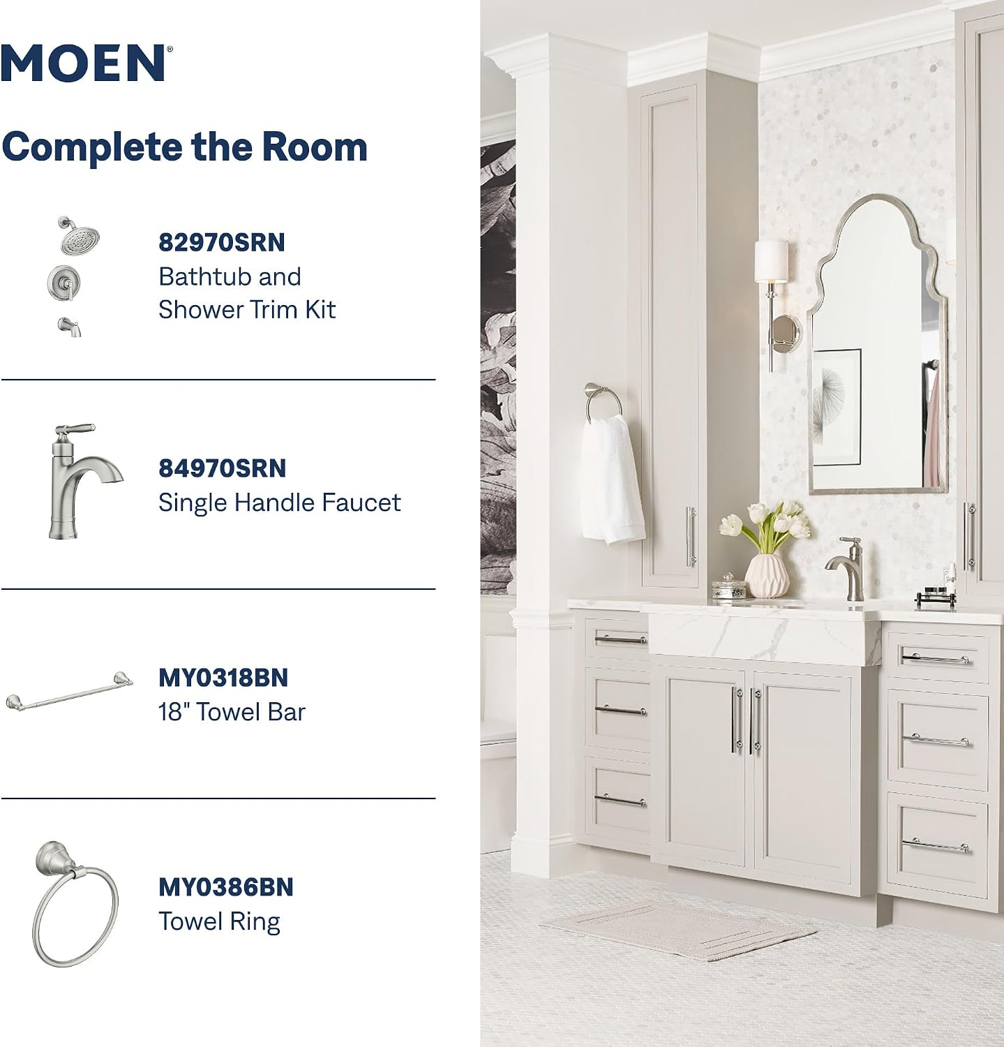 Moen 84972SRN Halle Spot Resist Brushed Nickel Widespread Faucet Spot Resist Nickel