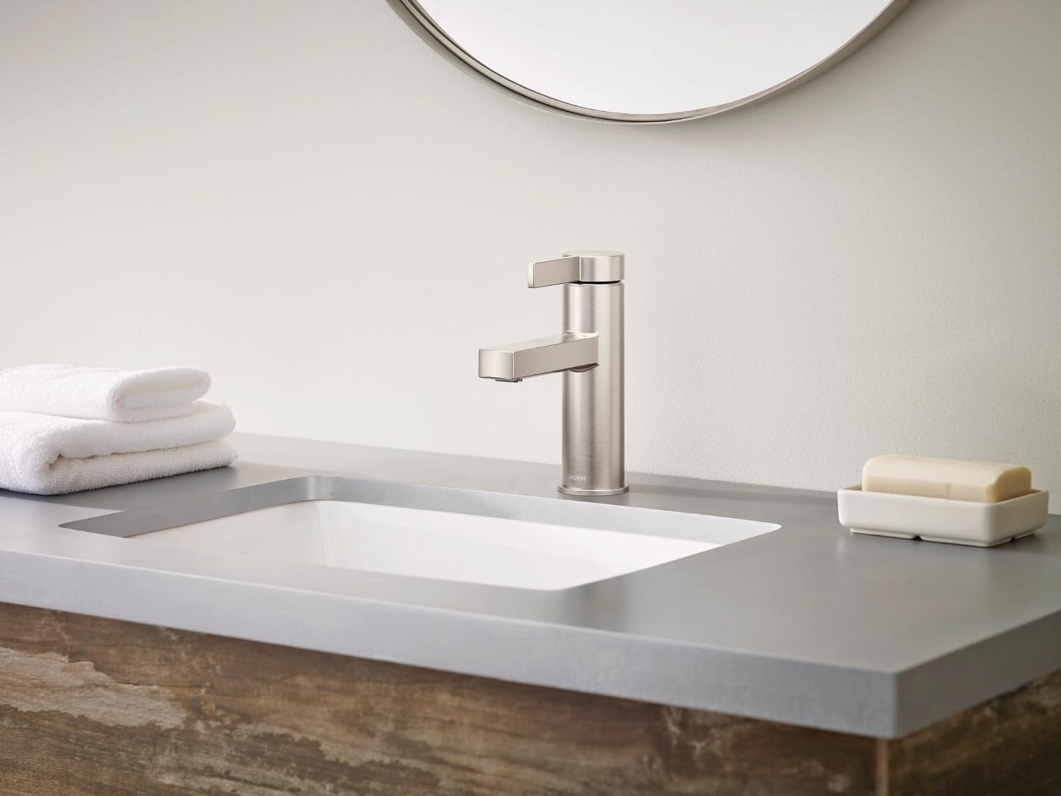 Moen 84774SRN Beric 1-Handle Bath Faucet, Spot Resist Nickel