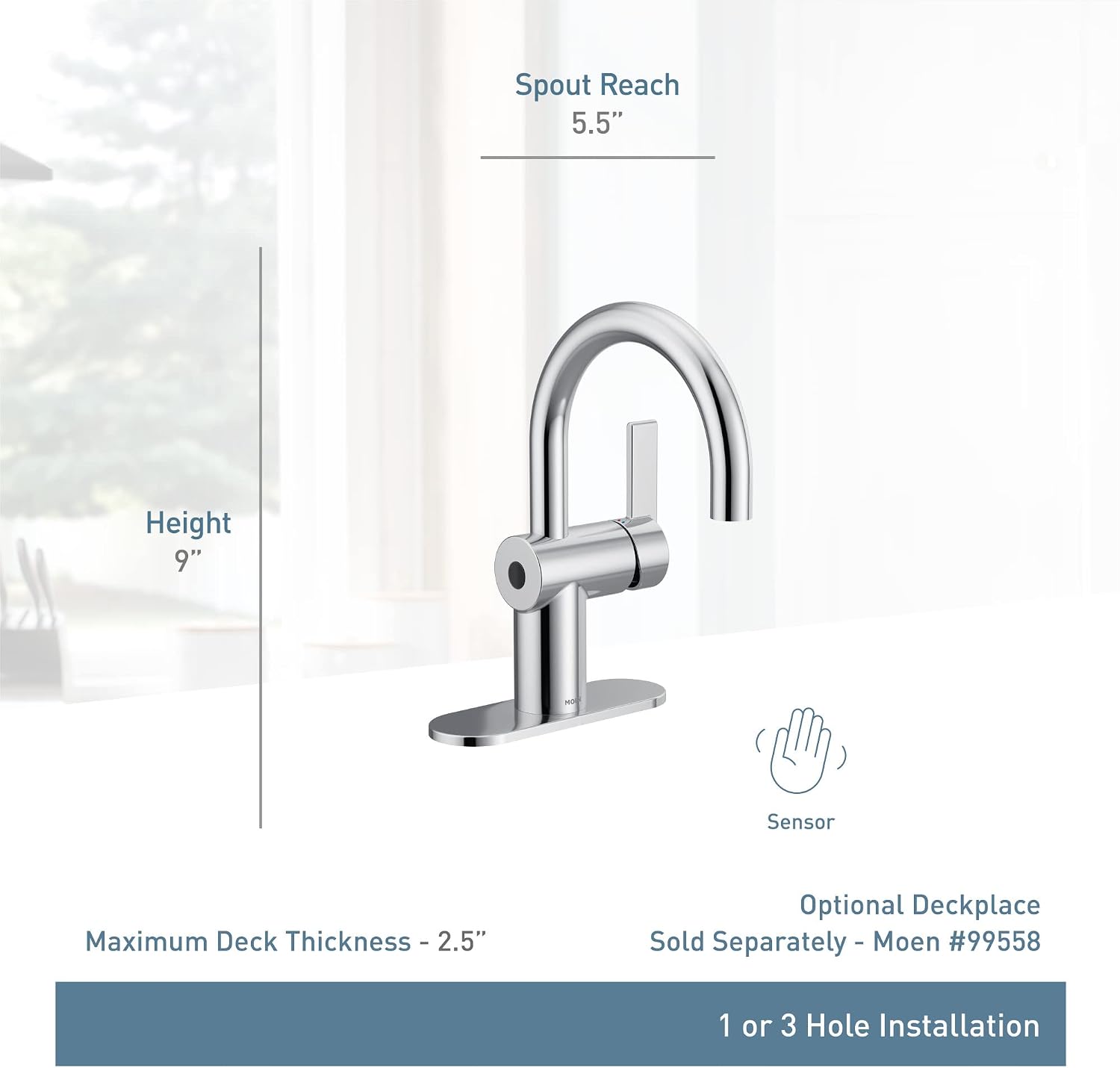 Moen CIA MotionSense Wave Bathroom Faucet, Chrome, 6221EW