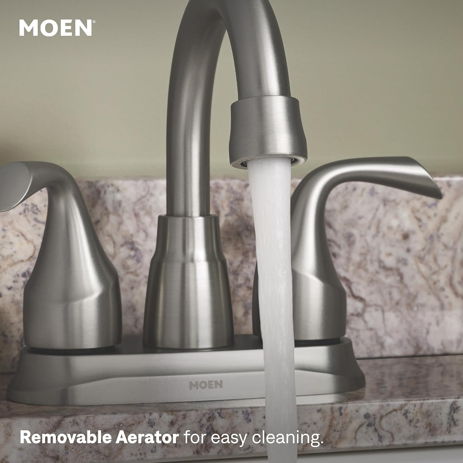 Moen Idora Centerset Bathroom Faucet, Spot Resist Nickel, 84115SRN Brushed Nickel