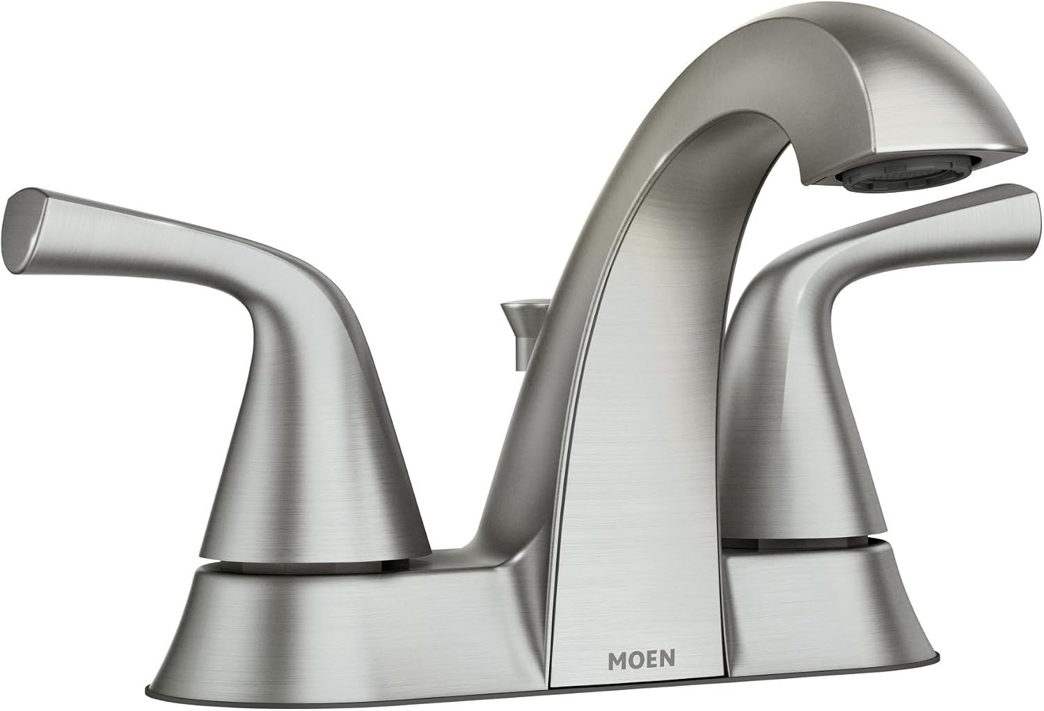 Moen Haber Spot Resist Brushed Nickel Two-Handle 4" Centerset Bathroom Faucet for 3-Hole Sinks, 84768SRN