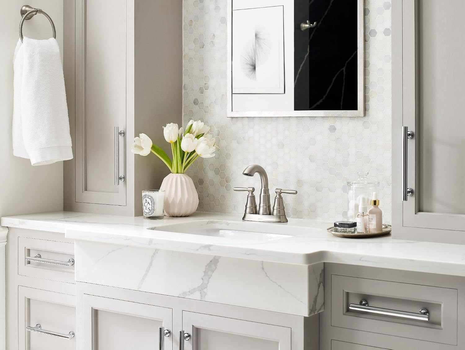 Moen 84971SRN Halle Bathroom Faucet, Spot Resist Brushed Nickel