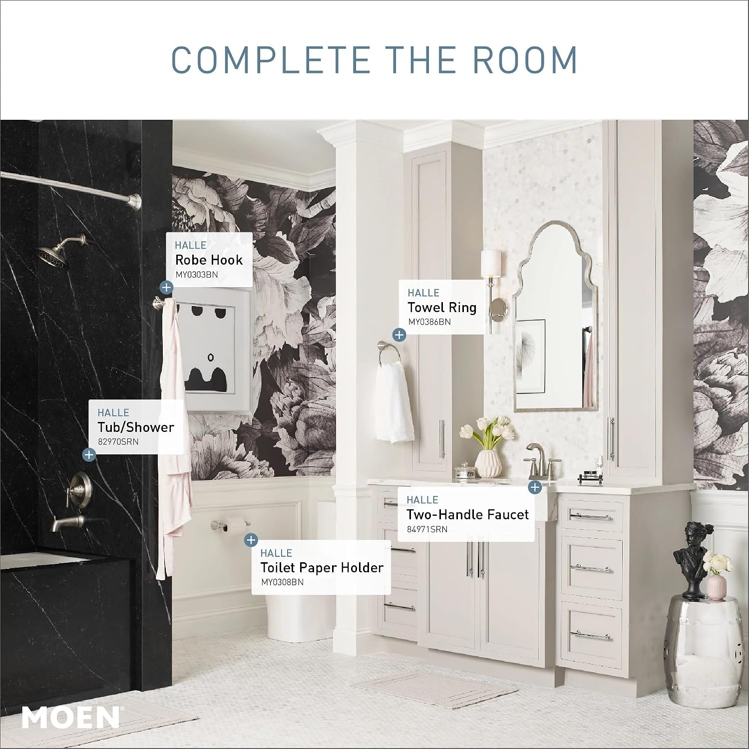 Moen 84971SRN Halle Bathroom Faucet, Spot Resist Brushed Nickel