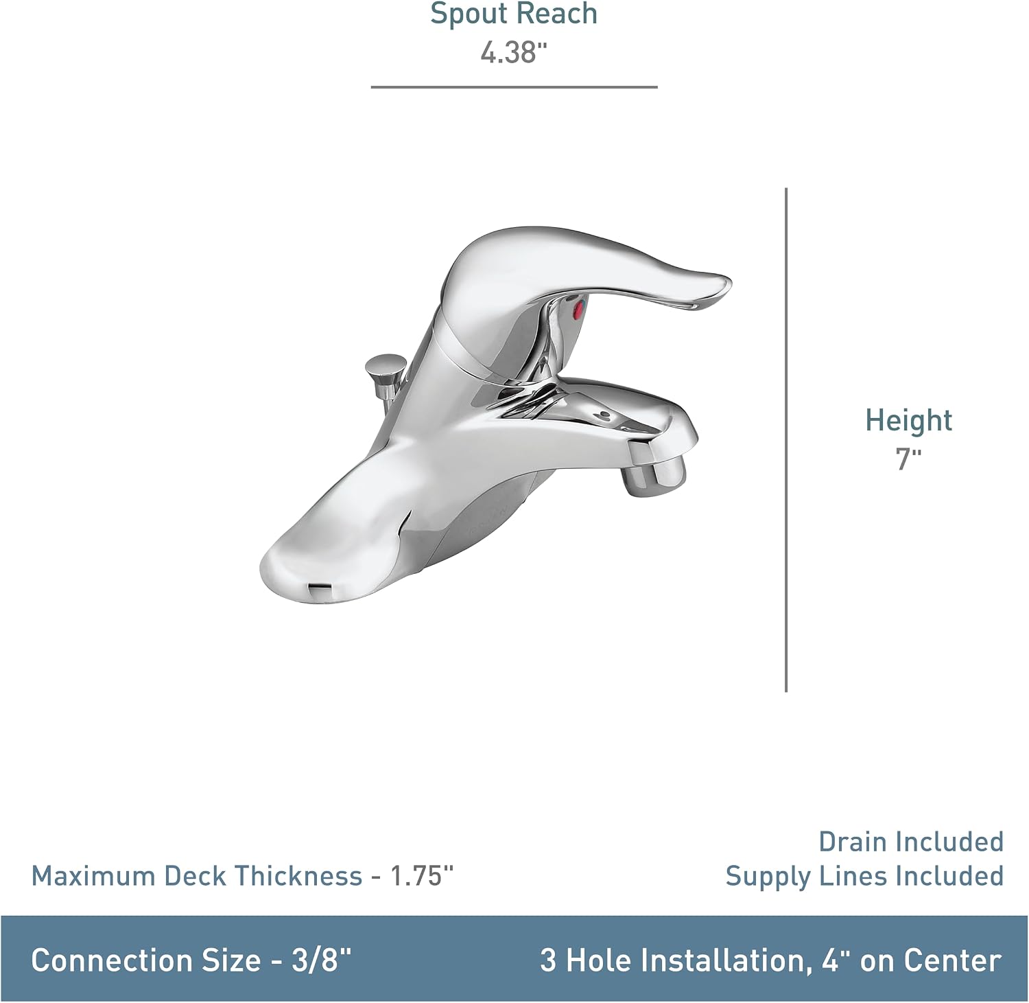 Moen Chateau Chrome One-Handle Low Arc Bathroom Faucet, L4625
