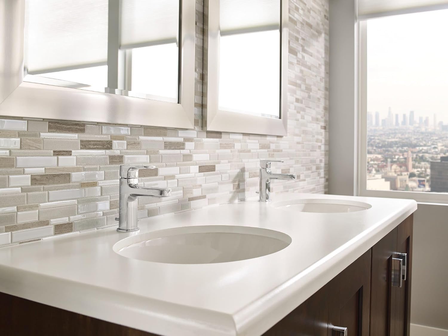 Moen Rizon Chrome One-Handle Modern Bathroom Faucet with Drain Assembly, 6900