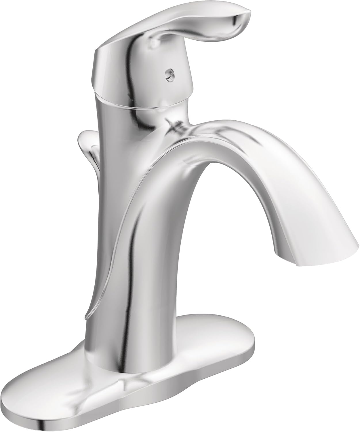 Moen Eva Chrome One-Handle Single Hole Bathroom Sink Faucet with Optional Deckplate and Available Vessel Sink Extension Kit, 6400