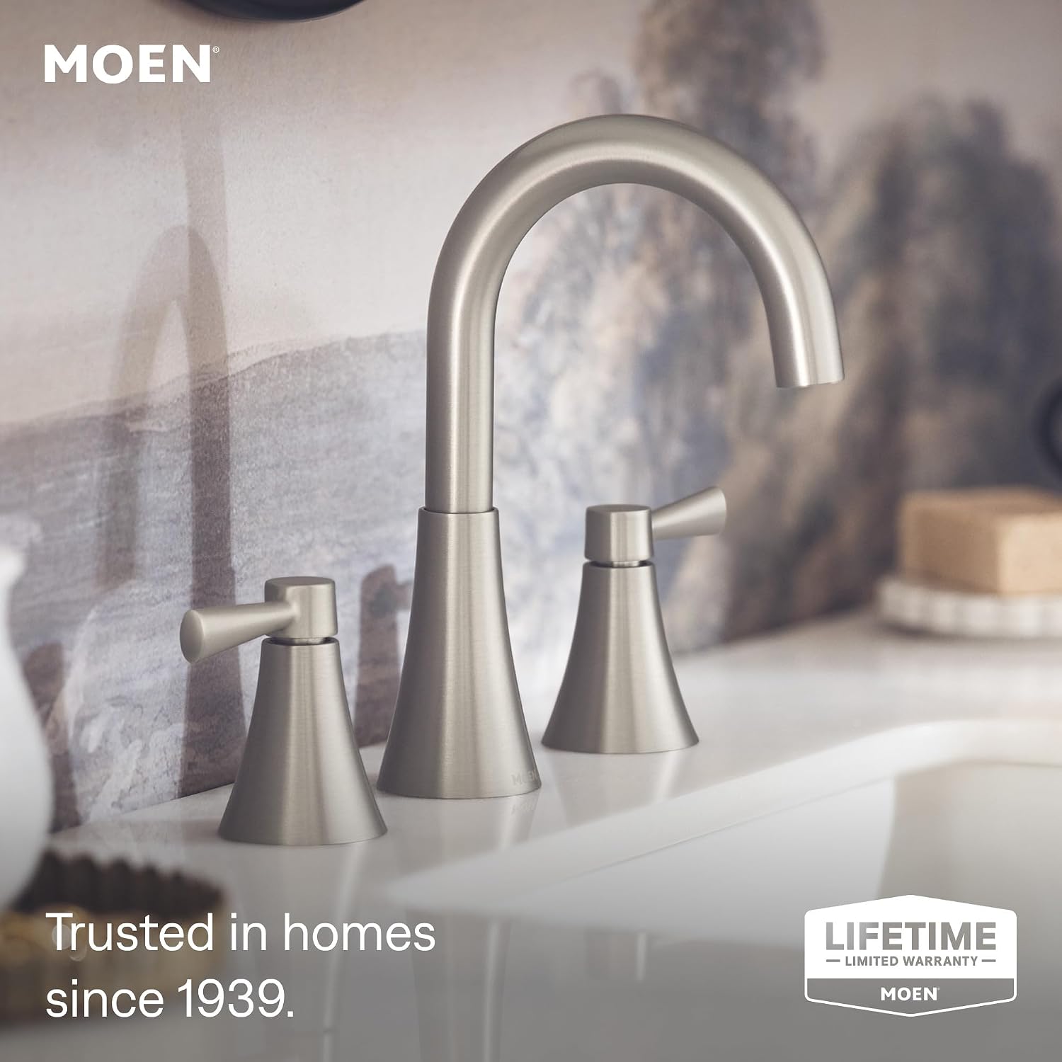 Moen 84023SRN Ronan 2-Handle Widespread Bathroom Faucet, BN Brushed Nickel