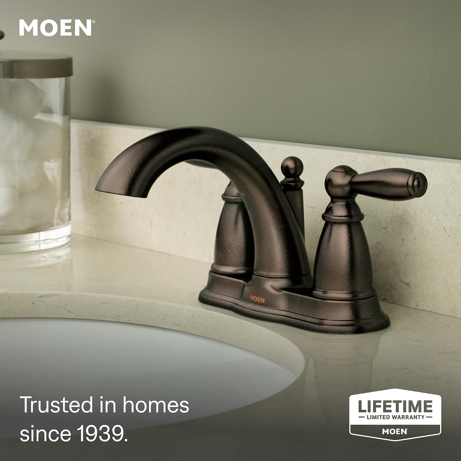 Moen 6610ORB Brantford Oil Rubbed Bronze Centerset Bathroom Faucet