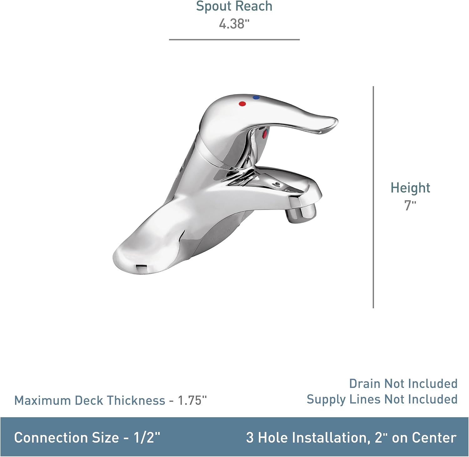 Moen Chateau Chrome Single Handle Bathroom Faucet Without Drain Assembly, L4605