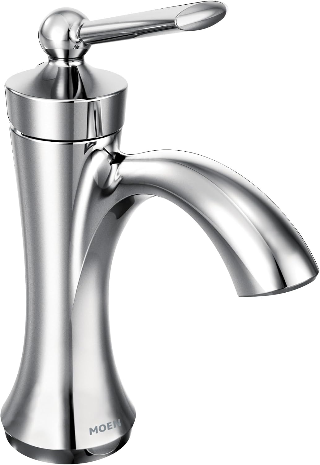 Moen Wynford Chrome One-Handle High-Arc Bathroom Faucet with Drain Assembly for One or Three Hole Setups, 4500