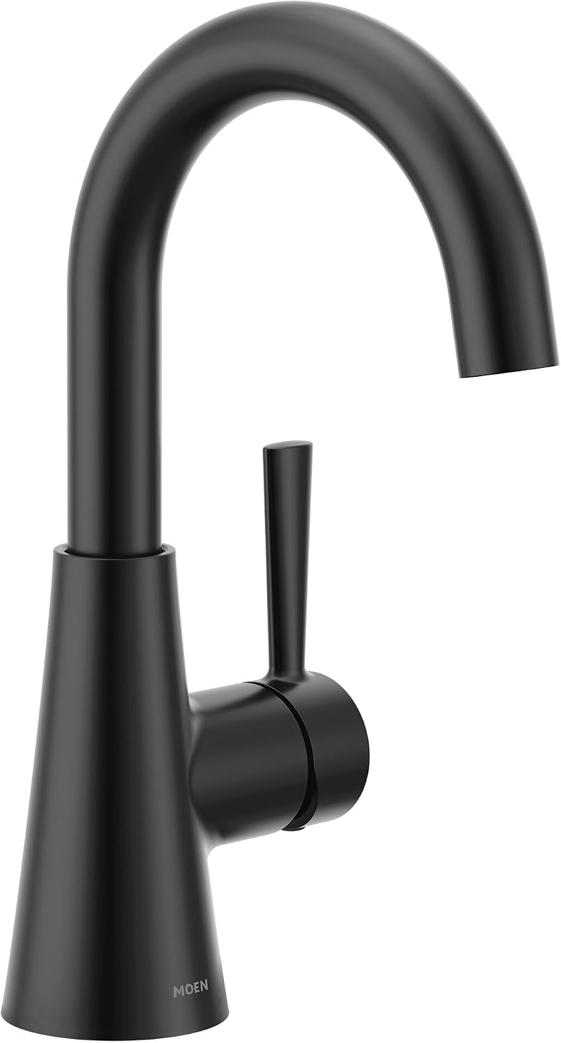 Moen Ronan 1-Handle Bathroom Faucet with Deckplate, 84021BL Matte Black