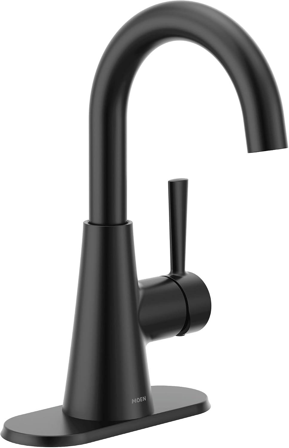 Moen Ronan 1-Handle Bathroom Faucet with Deckplate, 84021BL Matte Black