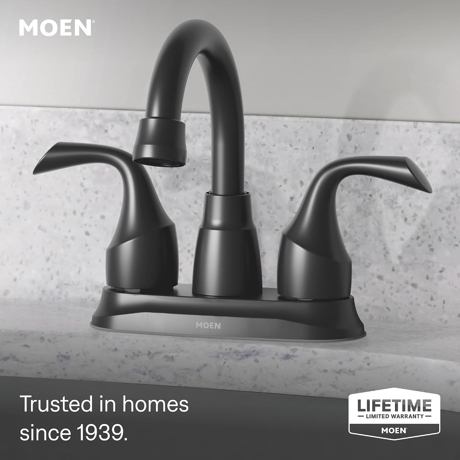 Moen Idora Centerset Bathroom Faucet, Matte Black, 84115BL
