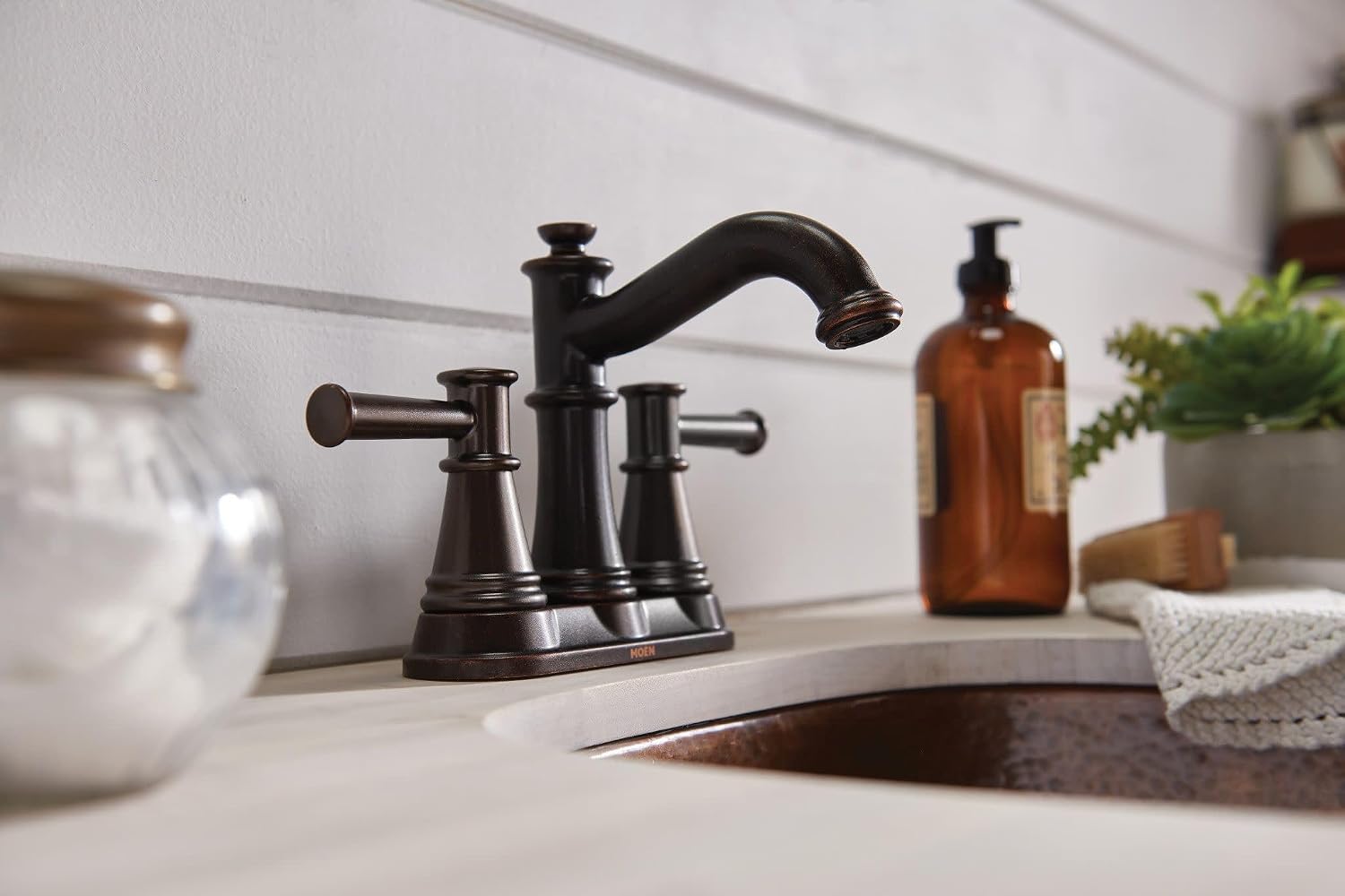 Moen Belfield Two-Handle Centerset Bathroom Faucet, Oil Rubbed Bronze, 6401ORB