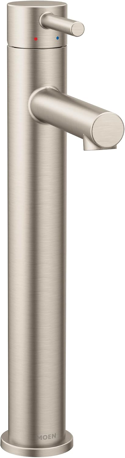 Moen 6192BN Align One-Handle Single Hole Modern Vessel Sink Bathroom Faucet, Brushed Nickel