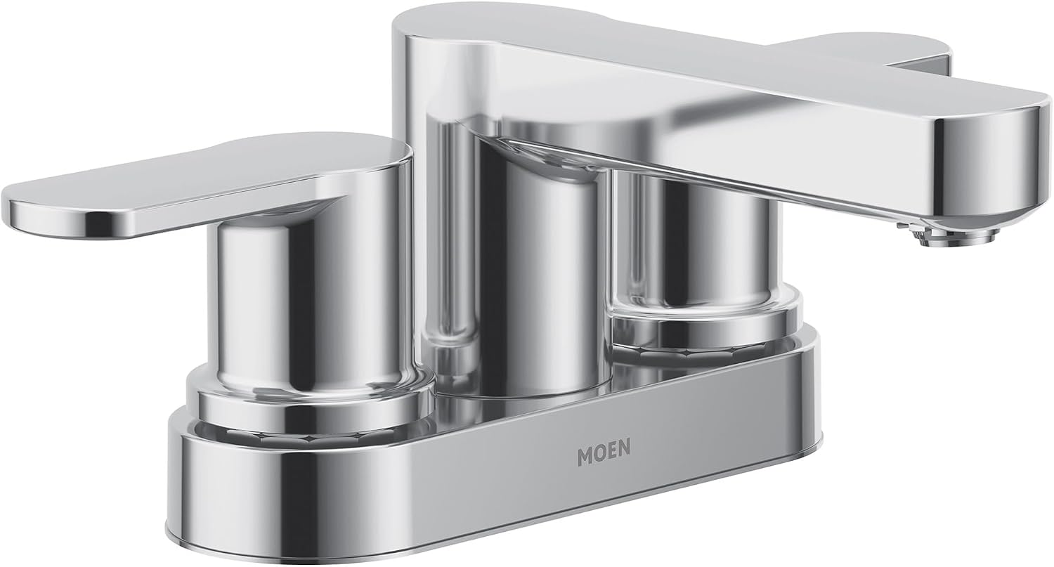 Moen 84015 Laris Two 4” Centerset Modern Bathroom Faucet, 2 Handle, Chrome