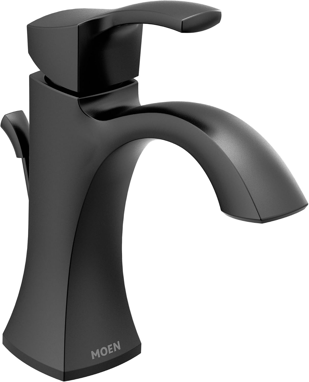 Moen Voss Matte Black One-Handle Single Hole Bathroom Sink Faucet with Optional Deckplate, 6903BL