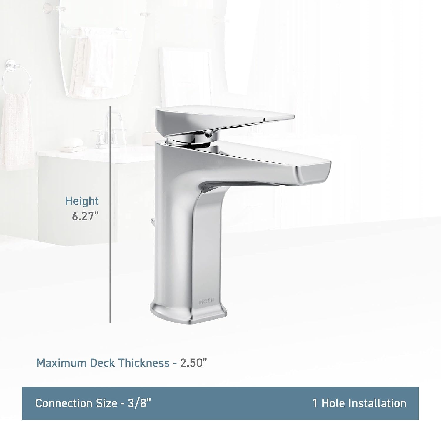 Moen S8000 Via One-Handle Modern Bathroom Faucet, Chrome