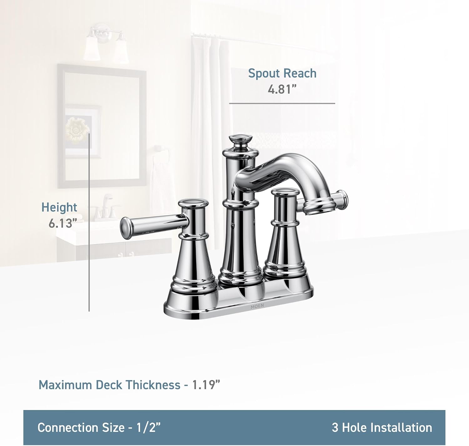 Moen 6401BL Belfield Two-Handle Centerset Bathroom Faucet Matte Black