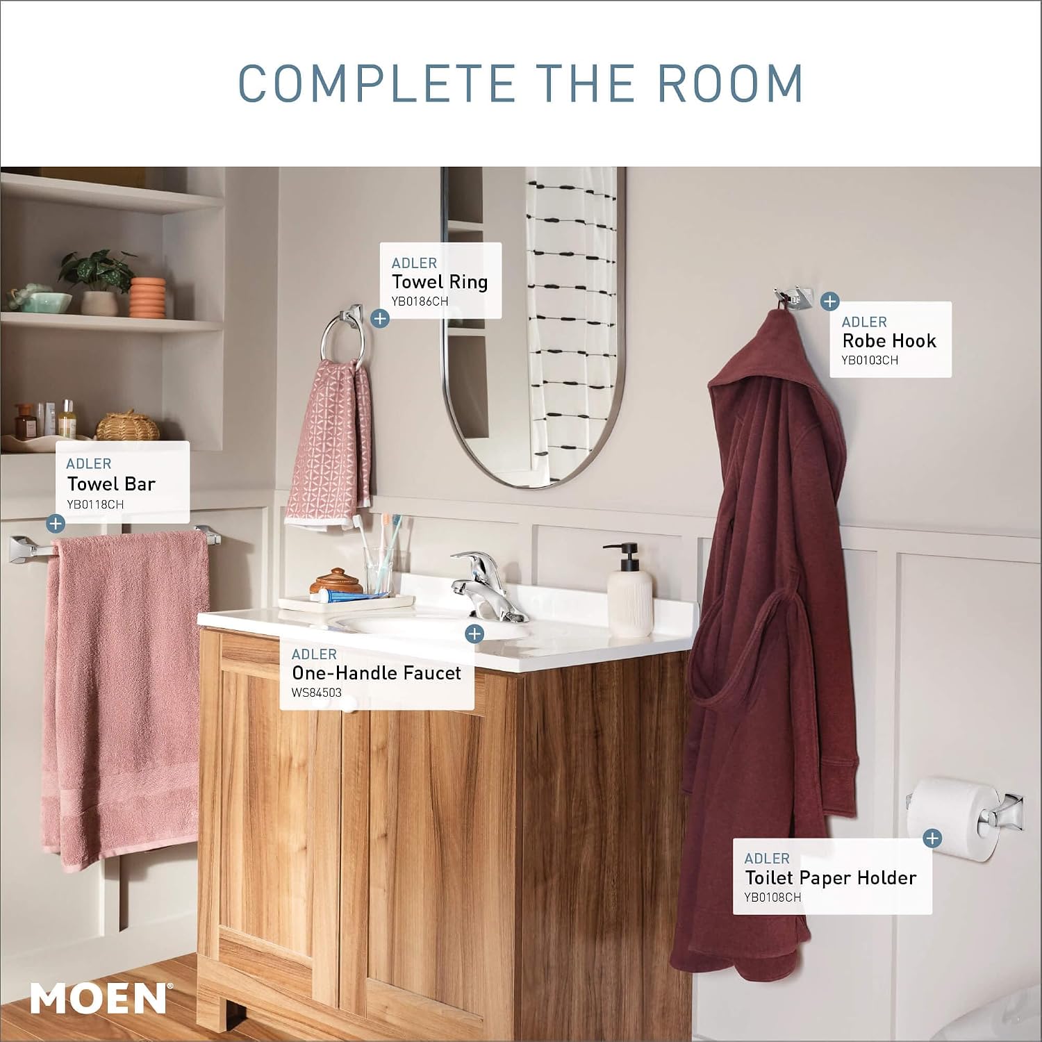 Moen WS84503 One-Handle Low Arc Bathroom Faucet, Chrome