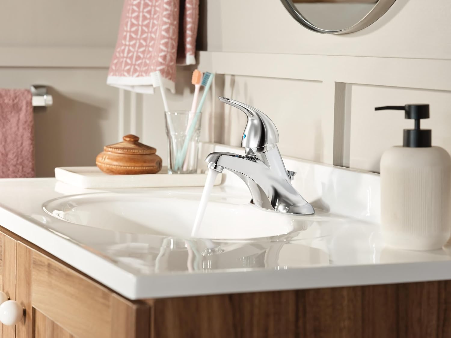 Moen WS84503 One-Handle Low Arc Bathroom Faucet, Chrome