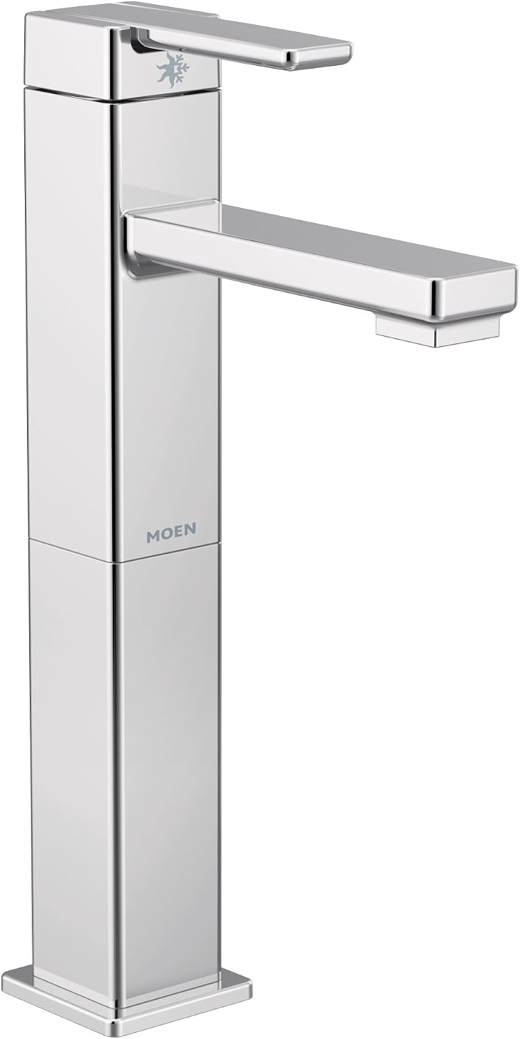 Moen S6712 90 Degree One-Handle Single Hole Vessel Sink Modern Bathroom Faucet, Chrome