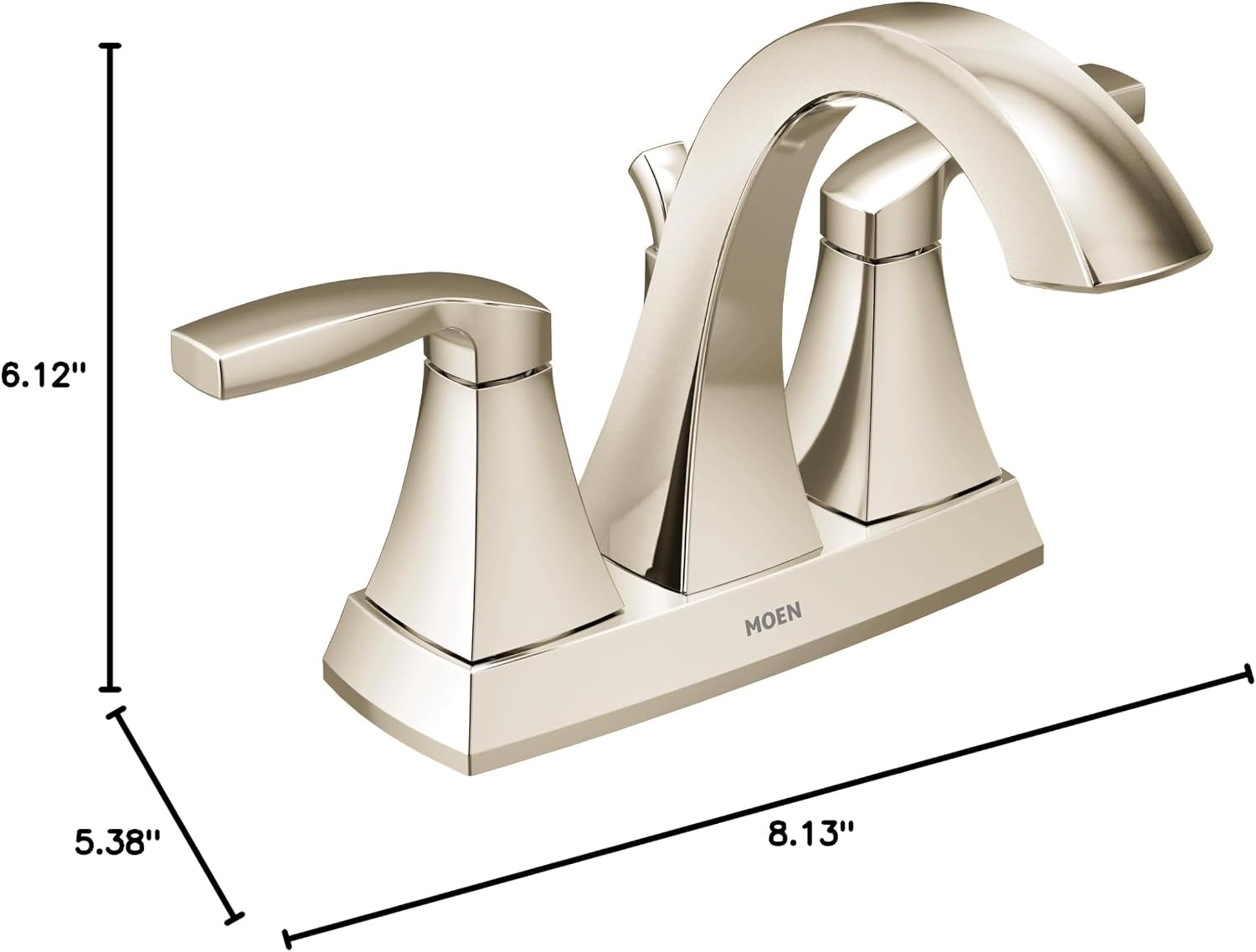 Moen 6901NL Voss Two-Handle High Arc Centerset Bathroom Faucet, Polished Nickel