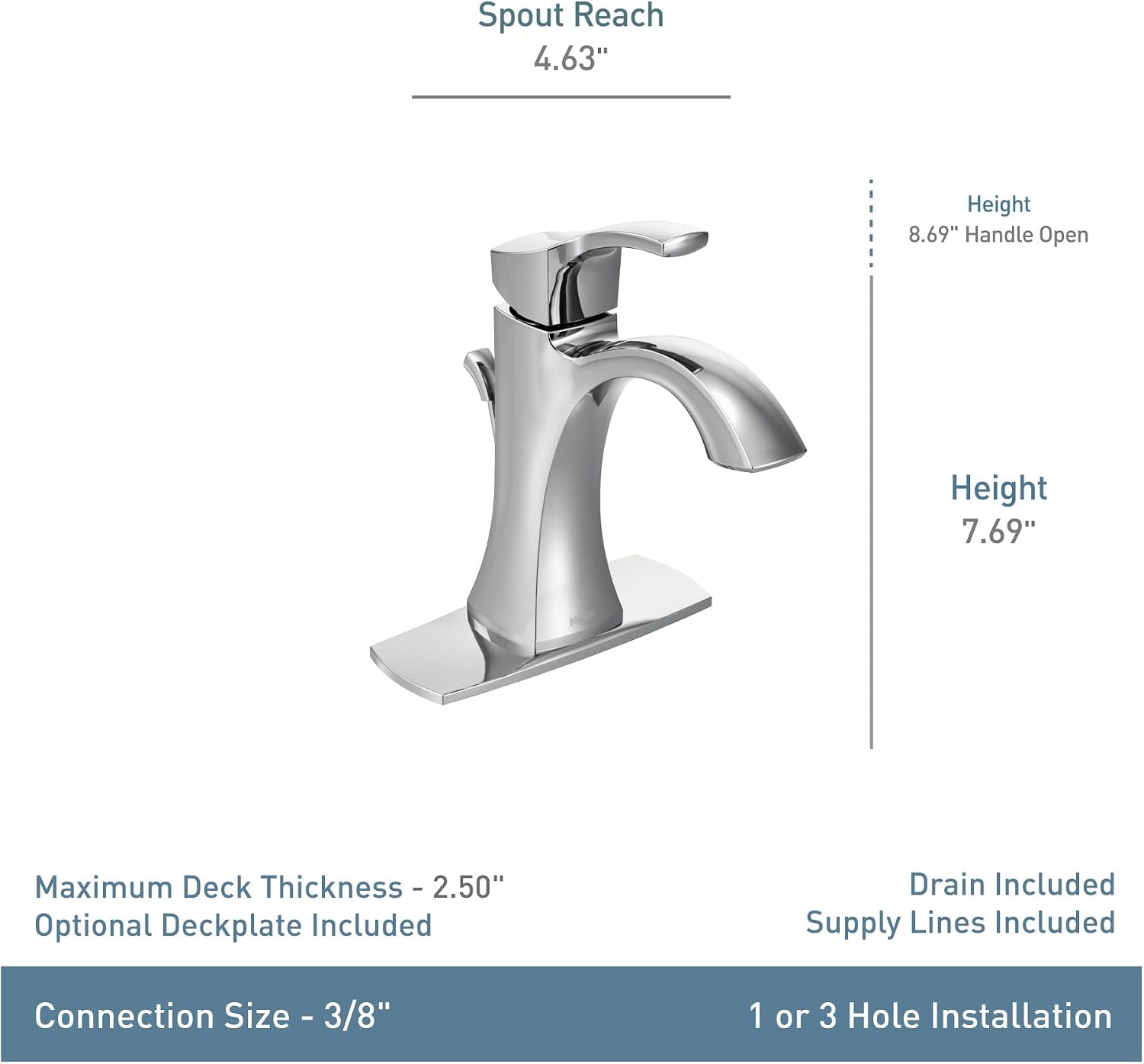 Moen Voss One-Handle Bathroom Faucet, Brushed Gold, 6903BG