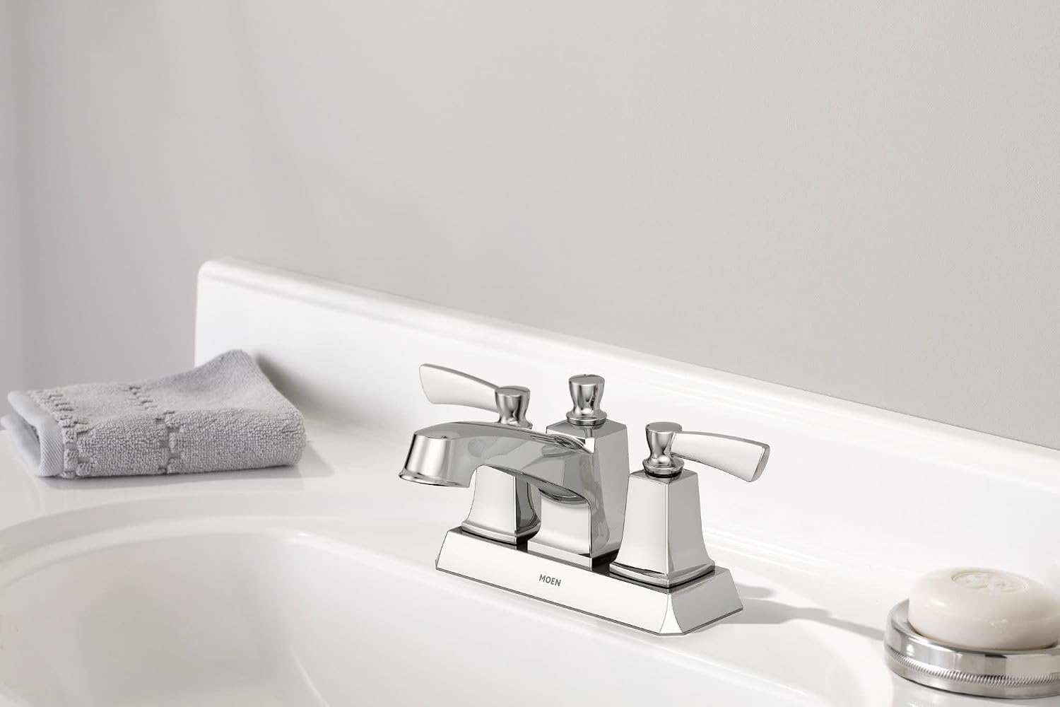 Moen WS84922 Two-Handle Low Arc Bathroom Faucet, Chrome