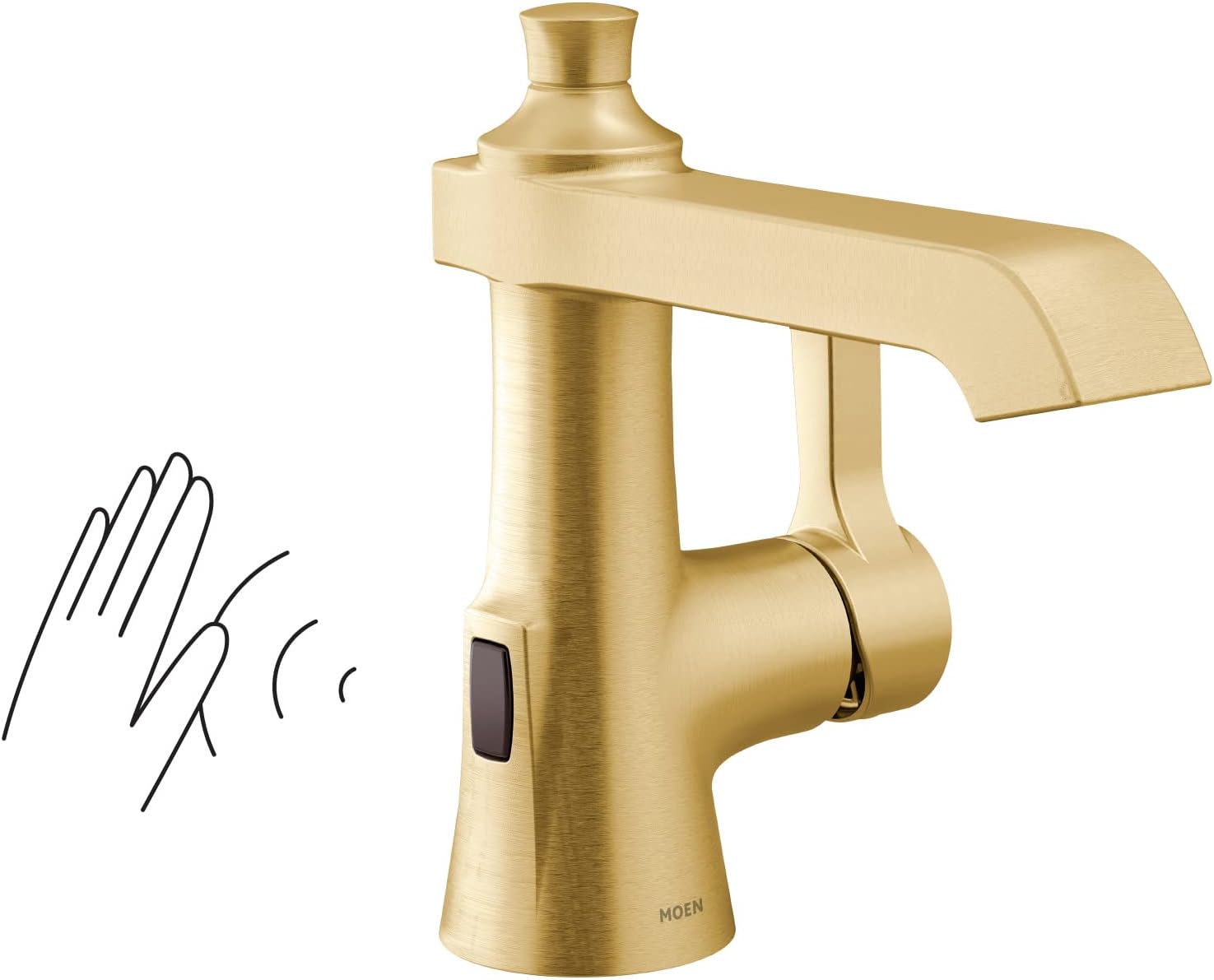 Moen Flara Brushed Gold Motionsense Wave Touchless Single Handle Bathroom Sink Faucet, S6981EWBG