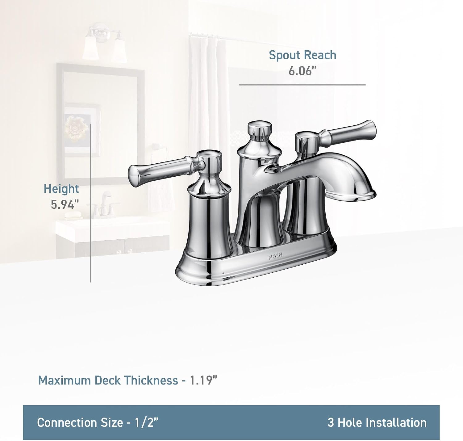 Moen 6802 Chrome Two-Handle Bathroom Faucet