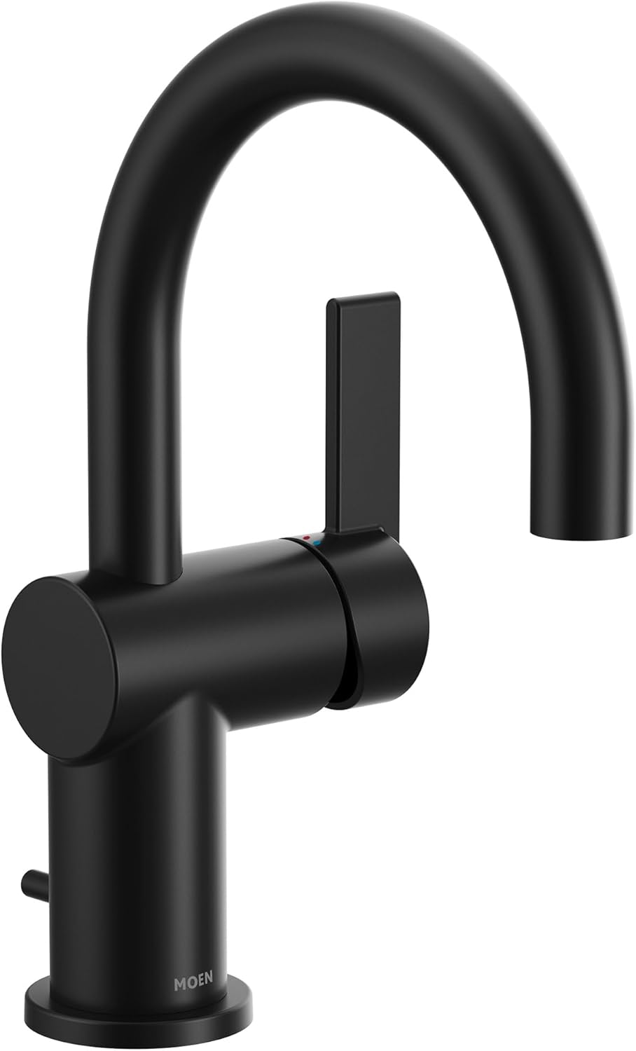 Moen Cia 6221BL Single Handle Bathroom Sink Faucet with Deckplate Included, Includes Optional Brushed Gold Accents, Matte Black