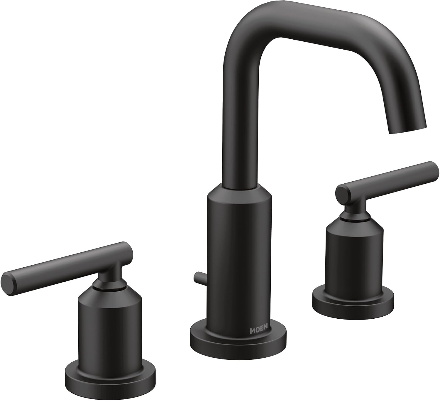 Moen Gibson Matte Black Two-Handle Widespread High Arc Modern Bathroom Sink Faucet, Modern Bathroom Faucet for Three Hole Bath Sinks (Valve Required), T6142BL