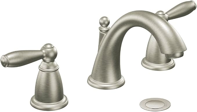 Moen Brantford Brushed Nickel Two-Handle Widespread Bathroom Sink Faucet Trim Kit for Three Hole Bath Sinks (Valve Required), T6620BN