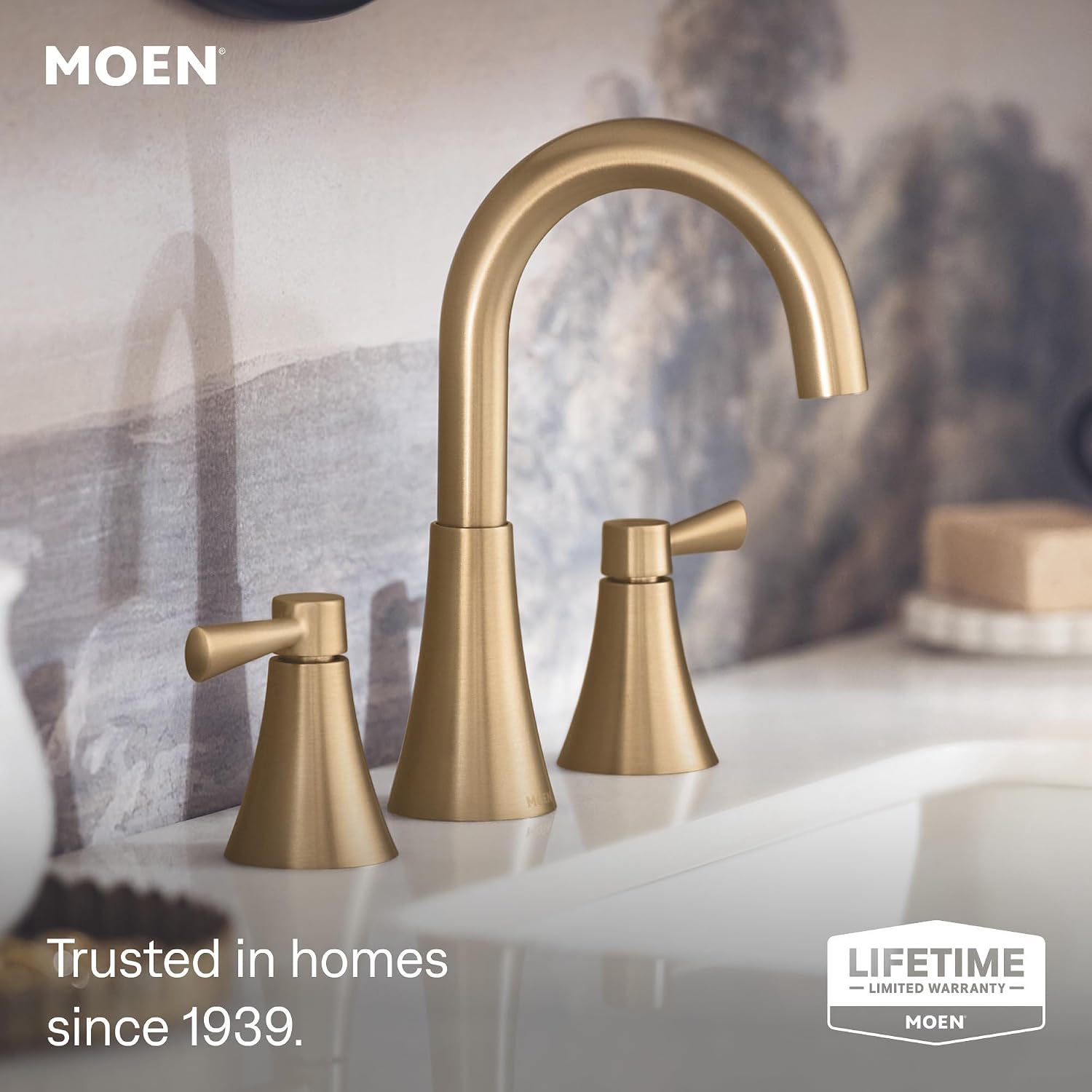 Moen 84023BZG Ronan Widespread Bath Faucet, Bronze Gold Bronzed Gold