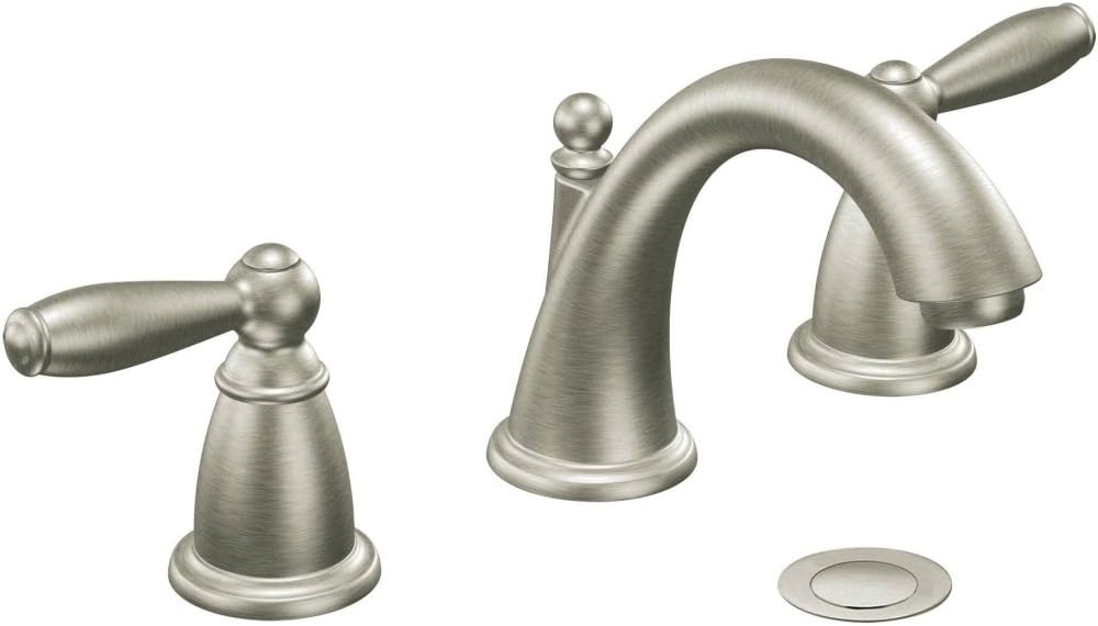 Moen Brantford Brushed Nickel Two-Handle Widespread Bathroom Sink Faucet Trim Kit for Three Hole Bath Sinks (Valve Required), T6620BN