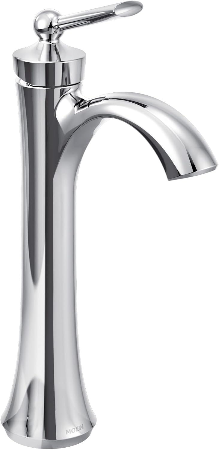 Moen Wynford Chrome One-Handle High Arc Vessel Sink Bathroom Faucet, 4507