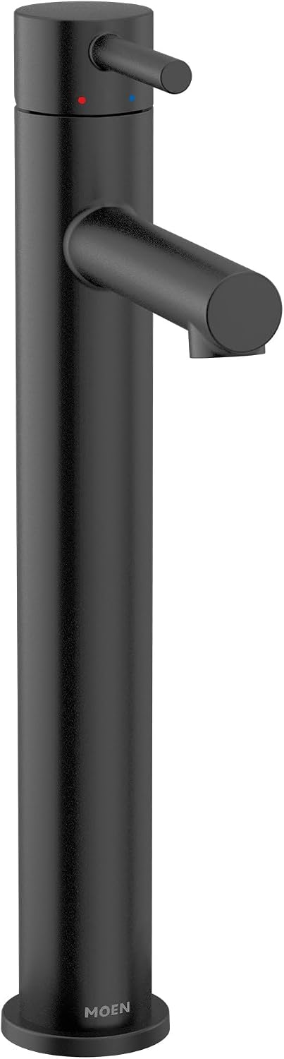 Moen Align Matte Black One-Handle Single Hole Modern Vessel Sink Bathroom Faucet, 6192BL