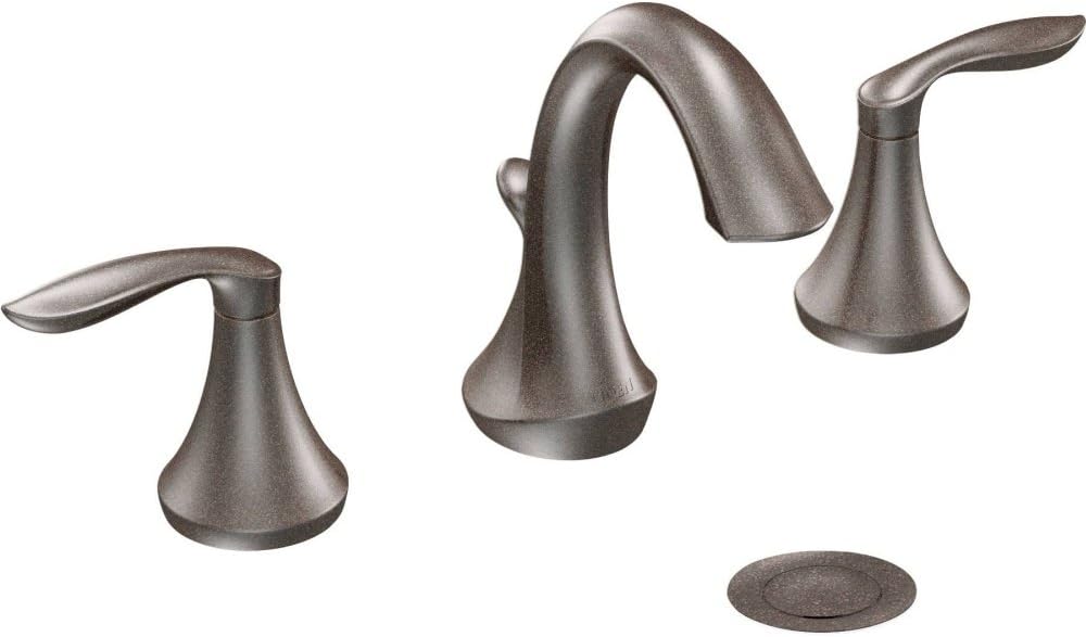 Moen Eva Oil-Rubbed Bronze Two-Handle High-Arc 8-Inch Widespread Bathroom Faucet with Drain Assembly, Valve Required, T6420ORB Oil Rubbed Bronze