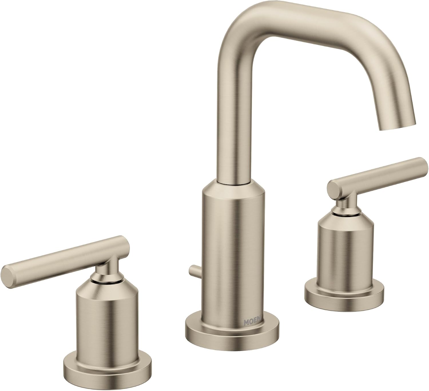 Moen Gibson Brushed Nickel Two-Handle Adjustable Widespread High Arc Modern Bathroom Sink Faucet, Valve Required, T6142BN