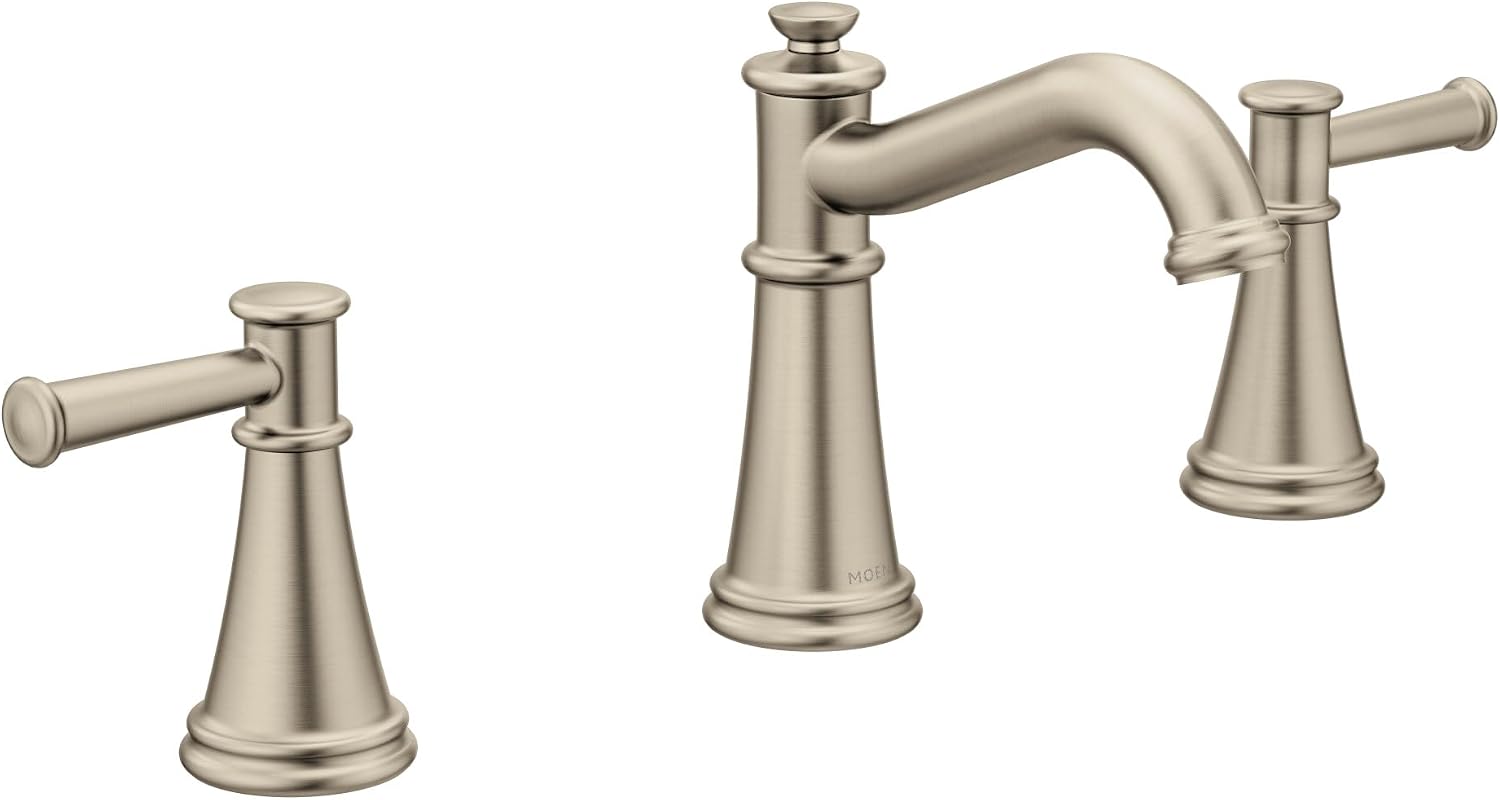 Moen Belfield Brushed Nickel Two-Handle 8-Inch Widespread Bathroom Faucet Trim Kit, Valve Required, T6405BN