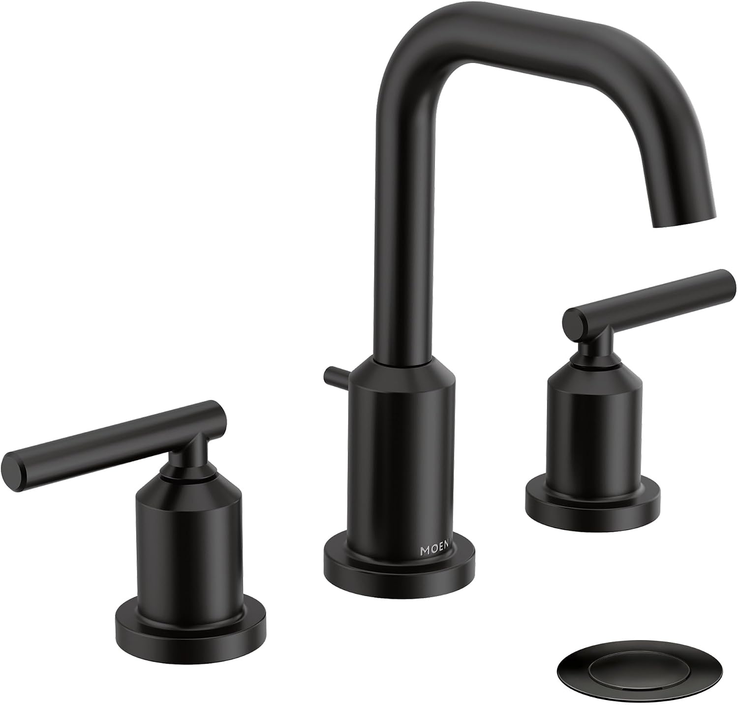 Moen Gibson Two-Handle High Arc Widespread Modern Bathroom Sink Faucet for 3-Hole Setups with Valve Included, Matte Black, TV6142BL