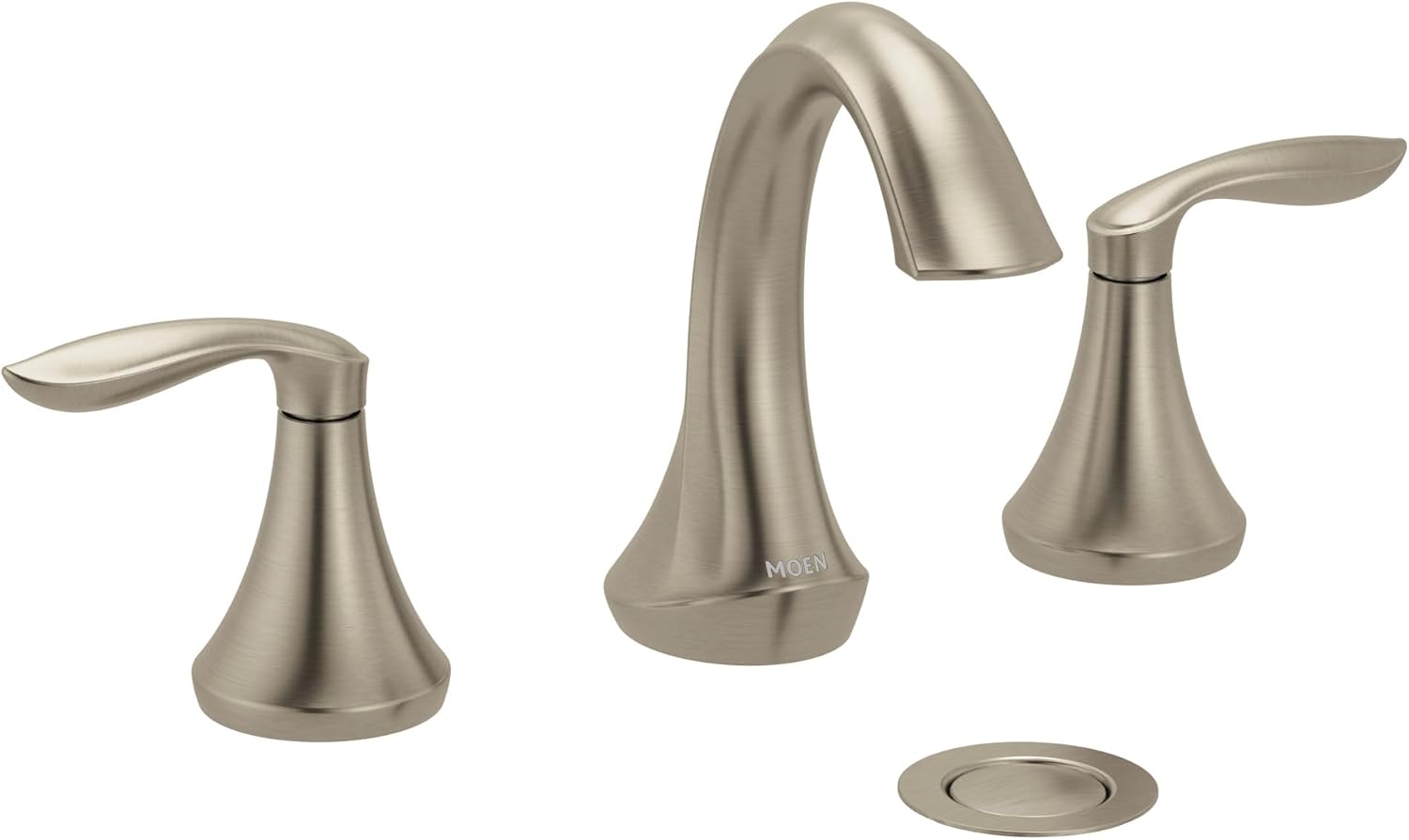 Moen Eva Brushed Nickel Two-Handle High Arc Widespread Bathroom Sink Faucet for 3-Hole Setups with Valve Included, TV6420BN