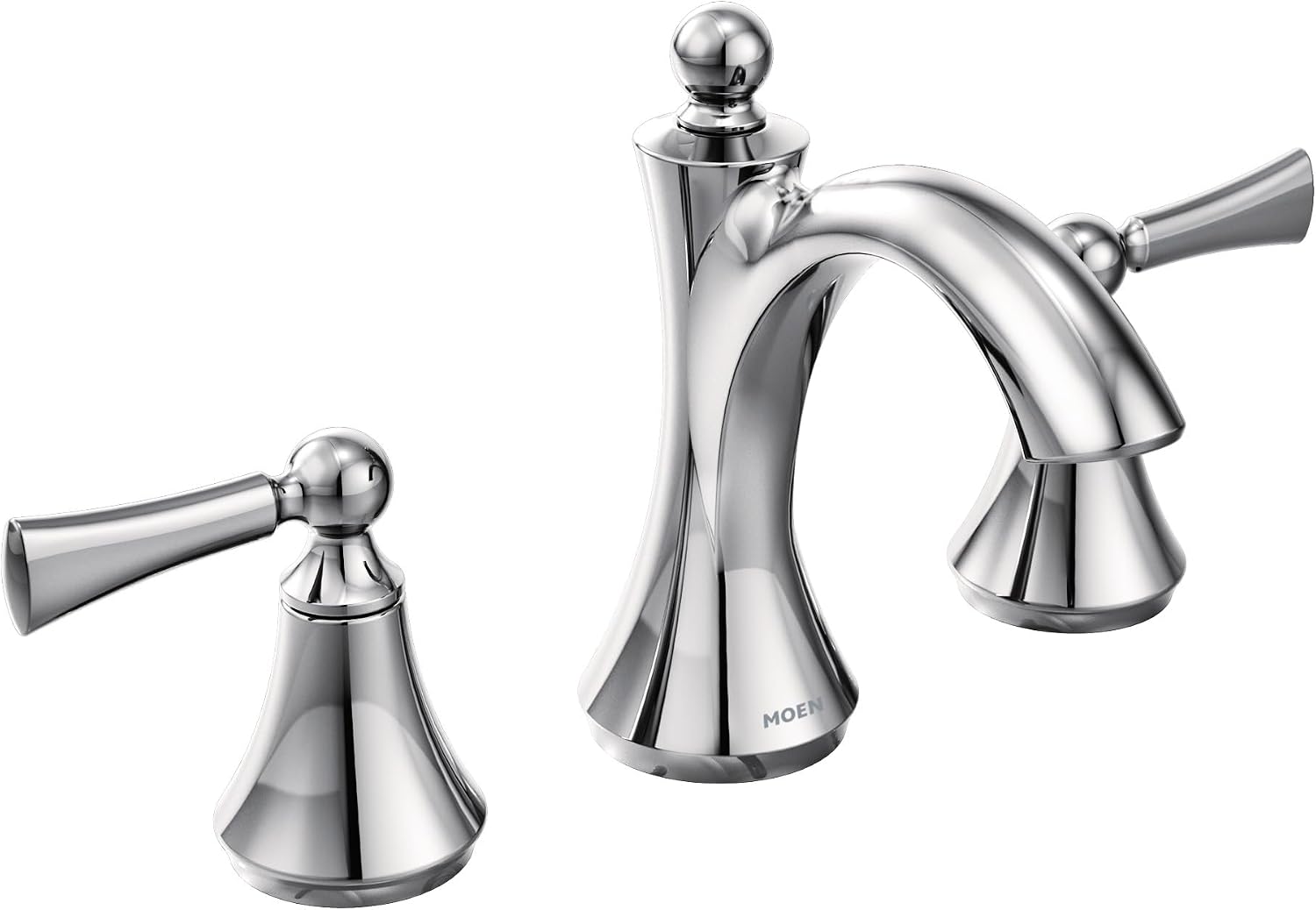 Moen Wynford Chrome Two-Handle Widespread High-Arc Bathroom Faucet with Lever Handles, Valve Required, T4520