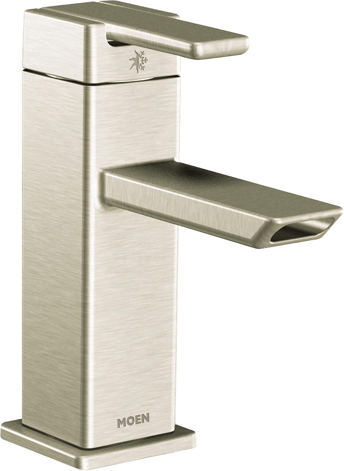 Moen S6700BN 90 Degree One-Handle Modern Bathroom Faucet with Drain Assembly, Brushed Nickel