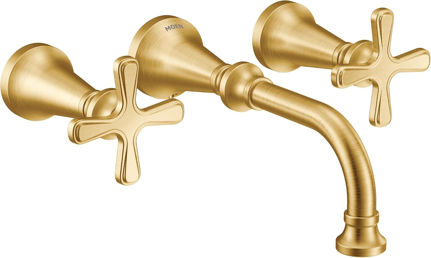 Moen Colinet Brushed Gold Traditional Two-Handle Widespread High-Arc Bathroom Faucet with Cross Handles, Valve Required, TS44103BG