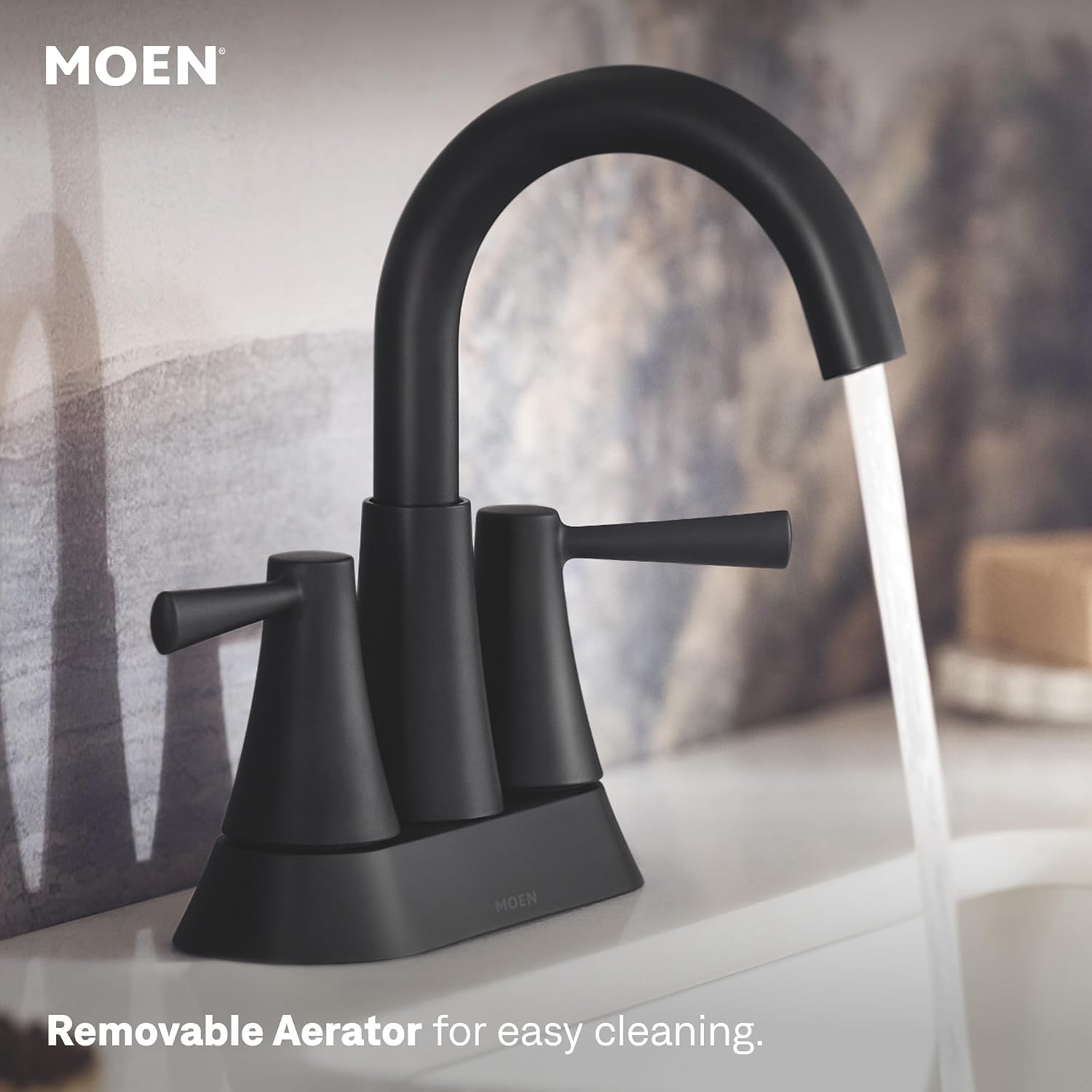 Moen Ronan Widespread Bathroom Faucet, Matte Black, 84023BL