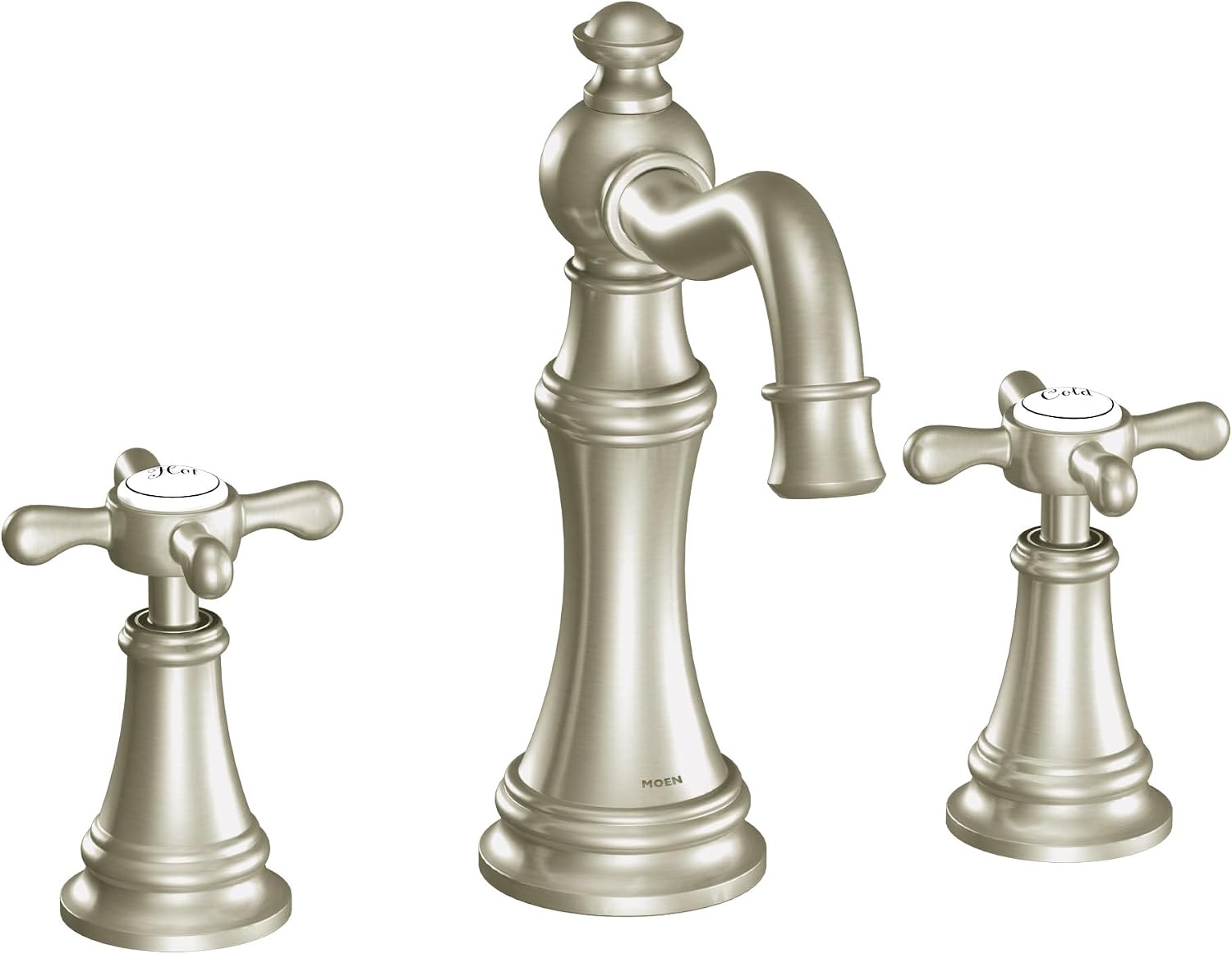 Moen TS42114BN Weymouth Two-Handle Widespread Cross Handle Bathroom Faucet Trim Kit, Valve Required, Brushed Nickel
